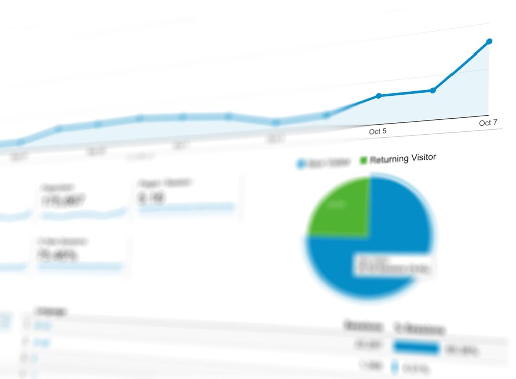 Abstract visualization of data analytics with graphs and charts showing dynamic growth.